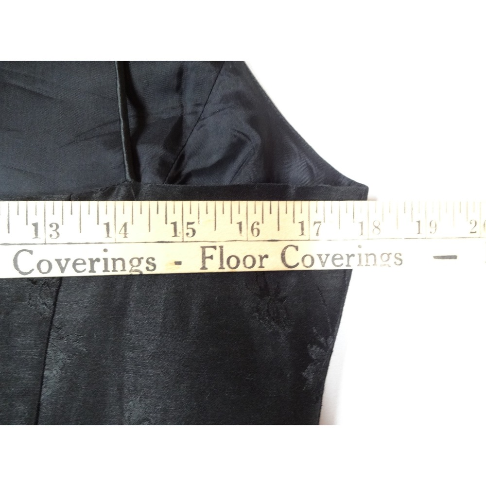 90s Vintage Ann Taylor Sheath Dress Womens 12 Black Silk Linen Floral Cocktail - Picture 3 of 8